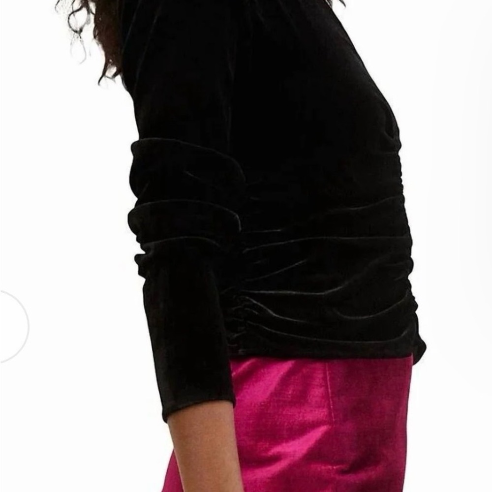 Veronica Beard Pelona Velvet Top Elegant Black V-Neck Women's Top - Picture 4 of 8